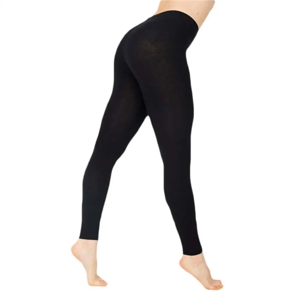 Ladies Solid Color Elastic High Waist Slim Leggings