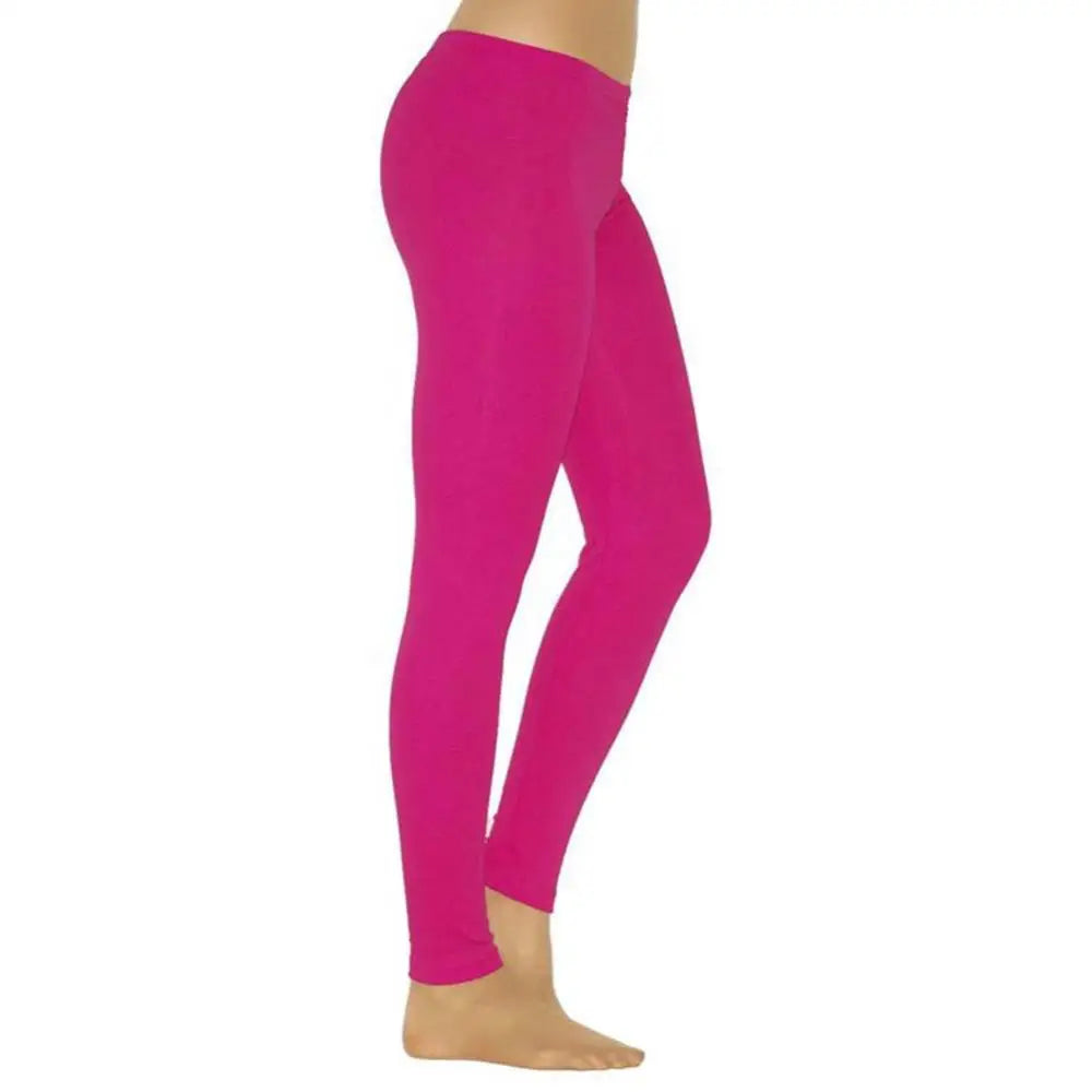 Ladies Solid Color Elastic High Waist Slim Leggings