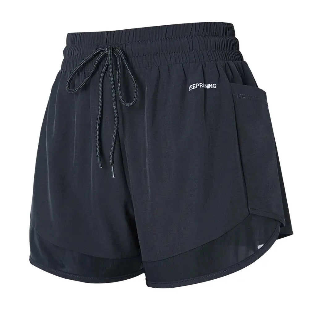 Women Gym Double Shorts Side Pocket