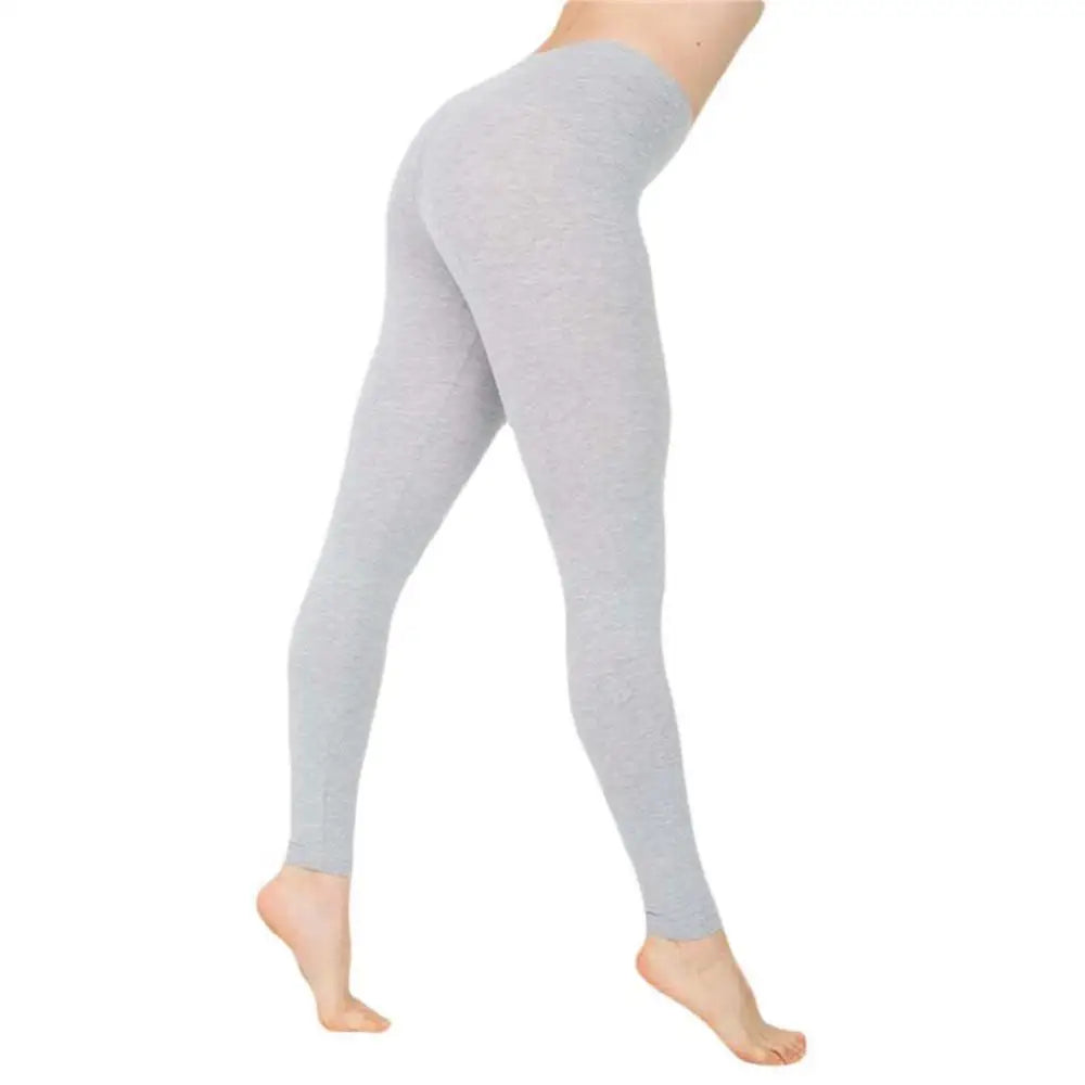 Ladies Solid Color Elastic High Waist Slim Leggings