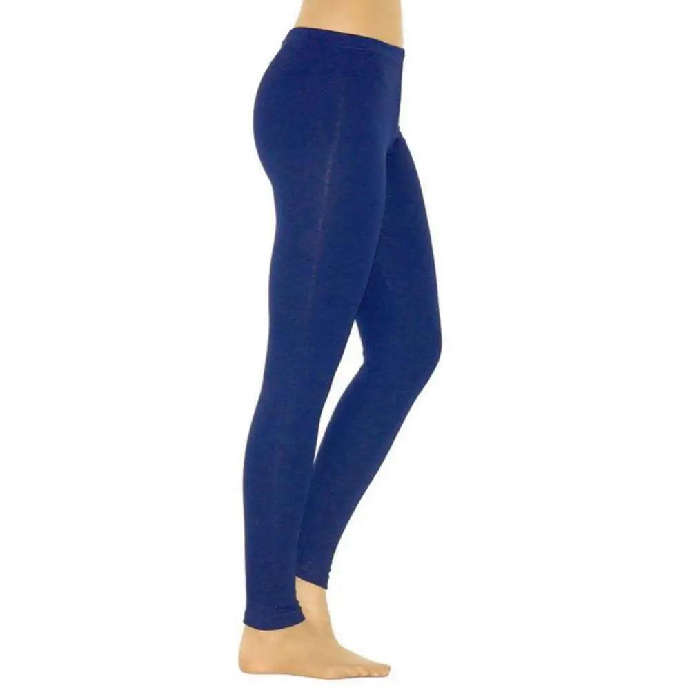 Ladies Solid Color Elastic High Waist Slim Leggings