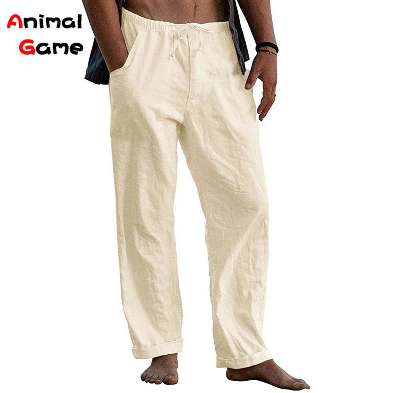 New Men's Cotton Linen Pants S-3XL