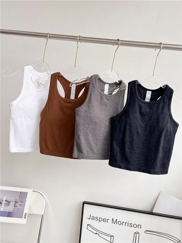 Solid Rib Women Sport Tank Top