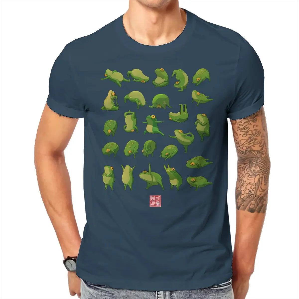 Yoga Frogs Poster Casual TShirt For Men