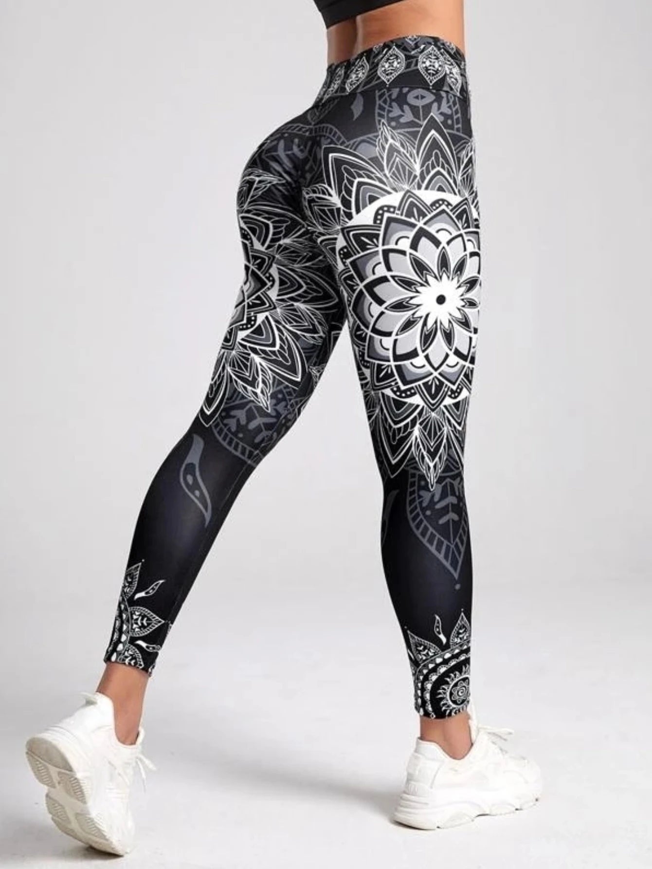 Lotus Print High Waisted Sexy Yoga Leggings