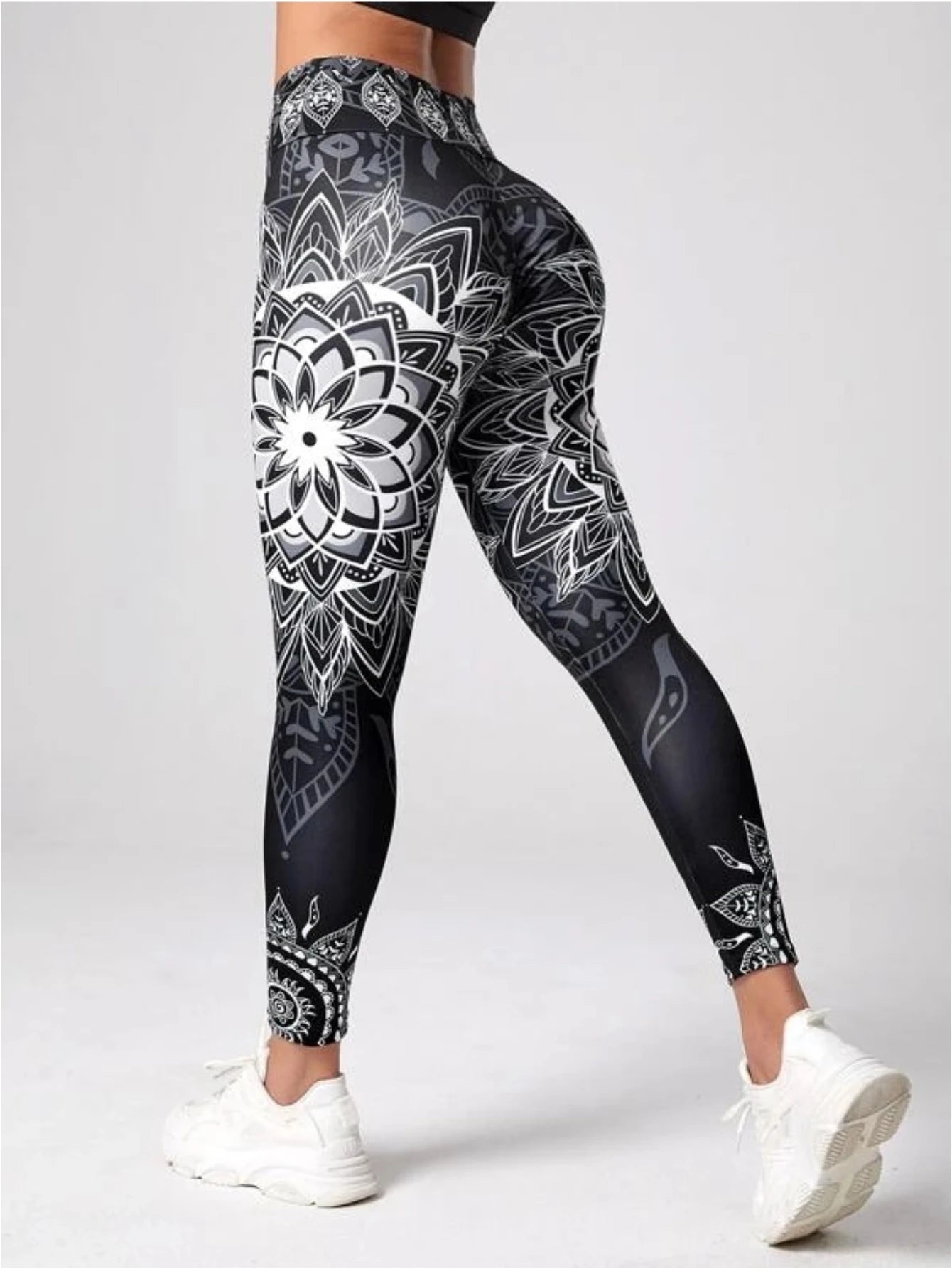 Lotus Print High Waisted Sexy Yoga Leggings