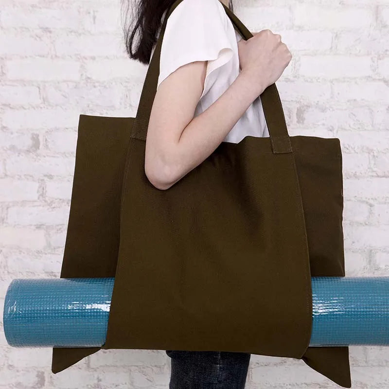 Durable canvas cotton yoga mat bag