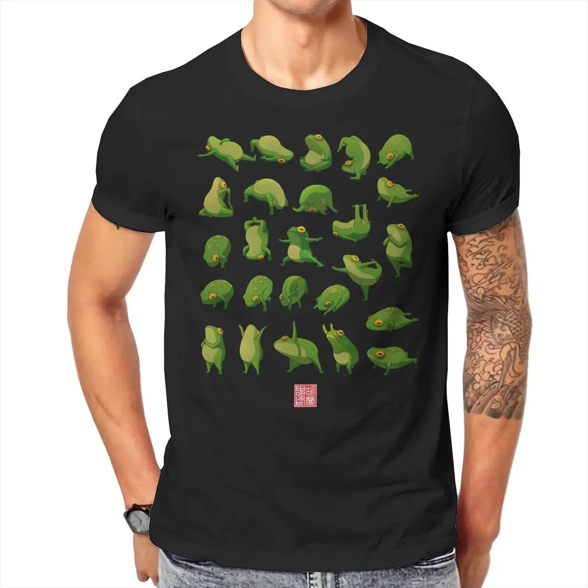 Yoga Frogs Poster Casual TShirt For Men