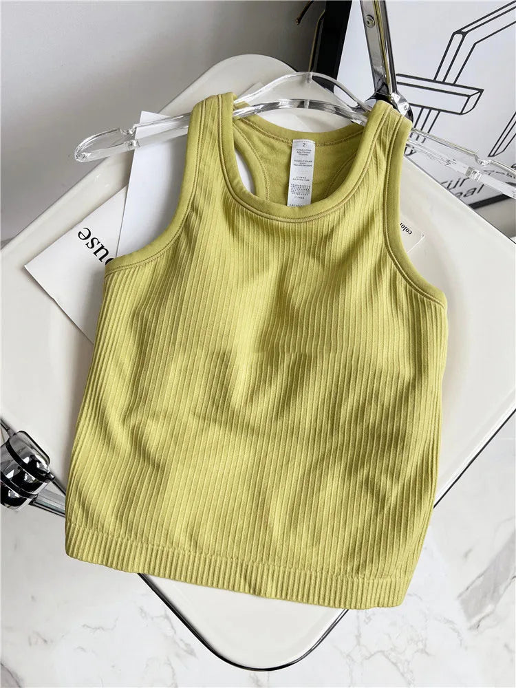 Solid Rib Women Sport Tank Top