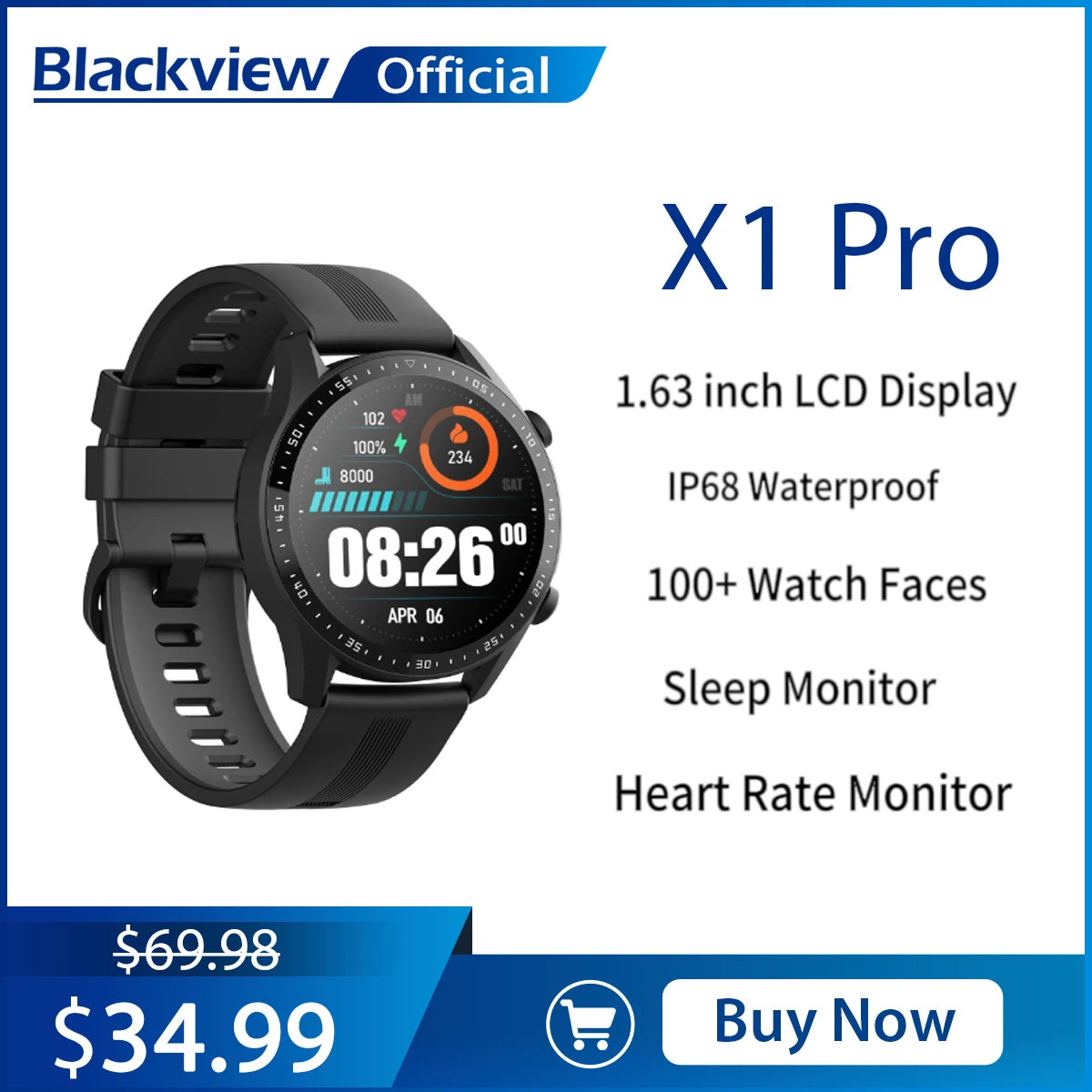 Waterproof Blackview X1 Pro Smartwatch 1.39 inch