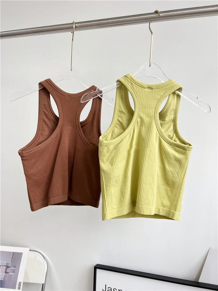 Solid Rib Women Sport Tank Top