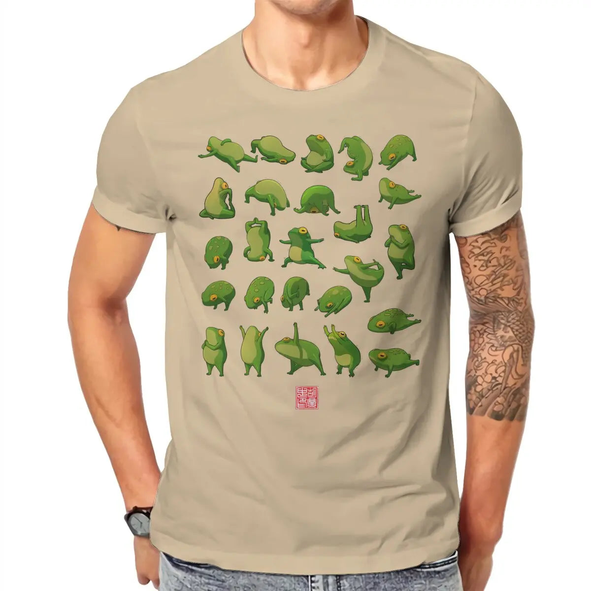 Yoga Frogs Poster Casual TShirt For Men