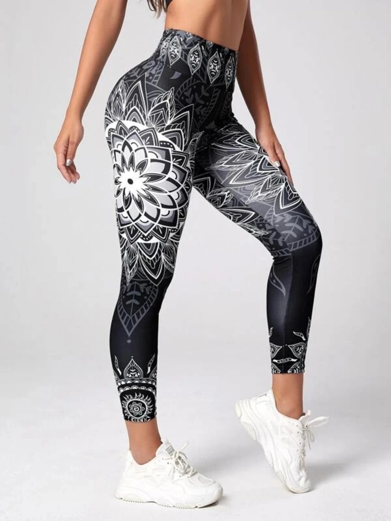 Lotus Print High Waisted Sexy Yoga Leggings