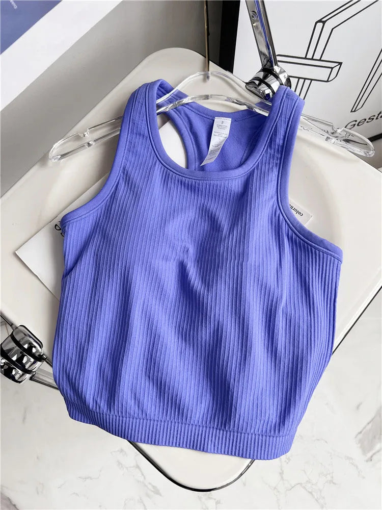 Solid Rib Women Sport Tank Top