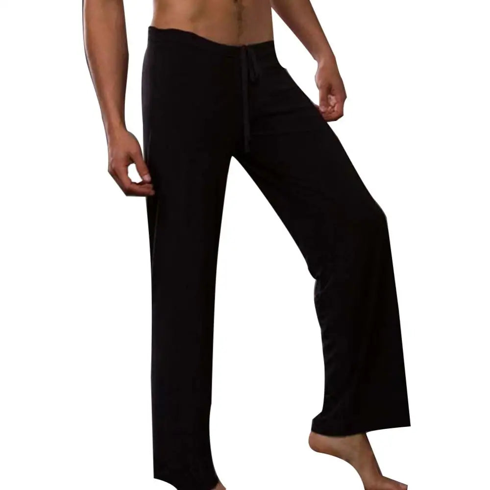 Men Yoga Running Pants Solid Drawstring Trousers