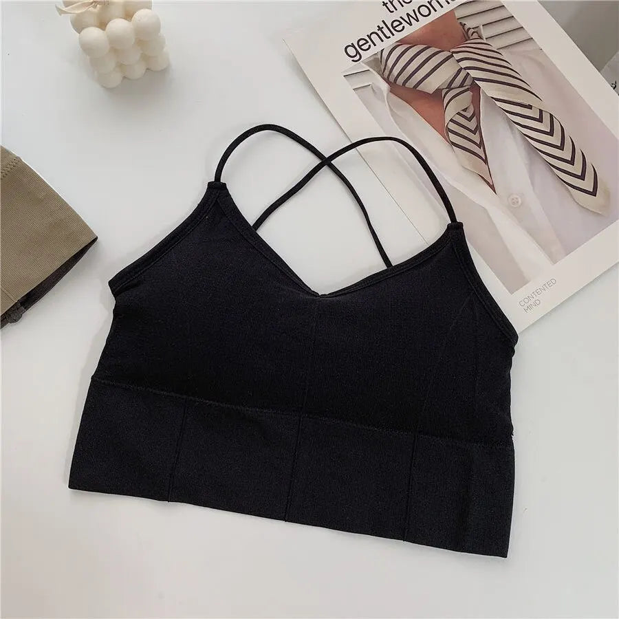 Women Cross Strap Sports Bra Top