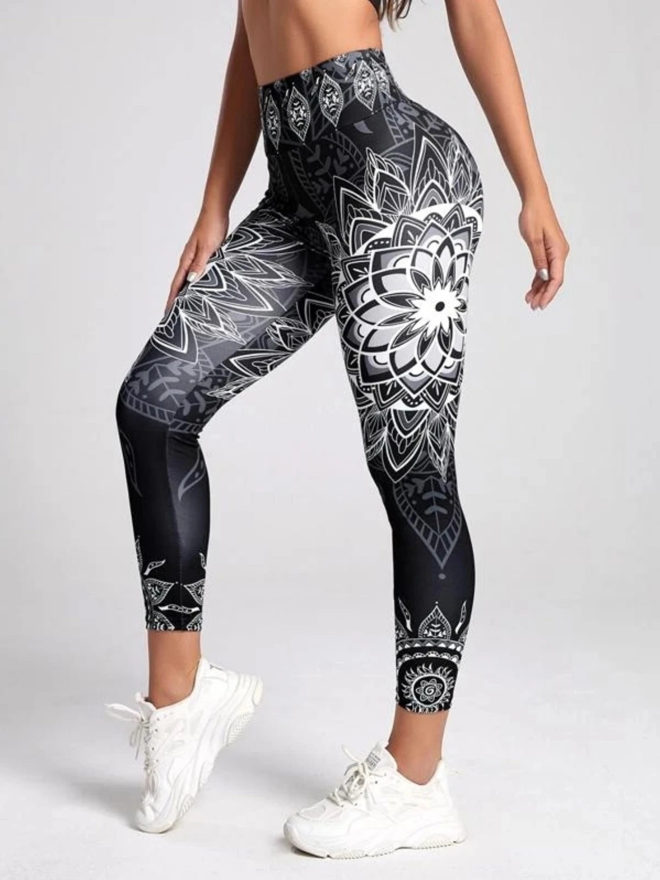 Lotus Print High Waisted Sexy Yoga Leggings