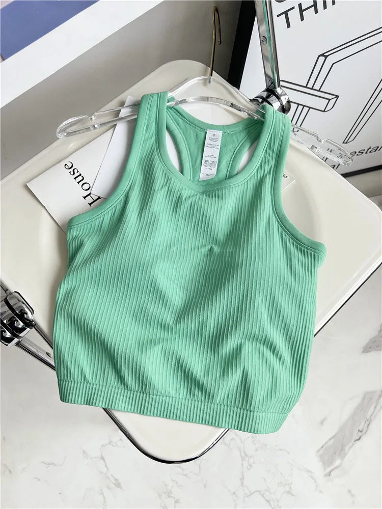 Solid Rib Women Sport Tank Top