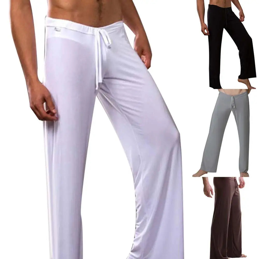 Men Yoga Running Pants Solid Drawstring Trousers