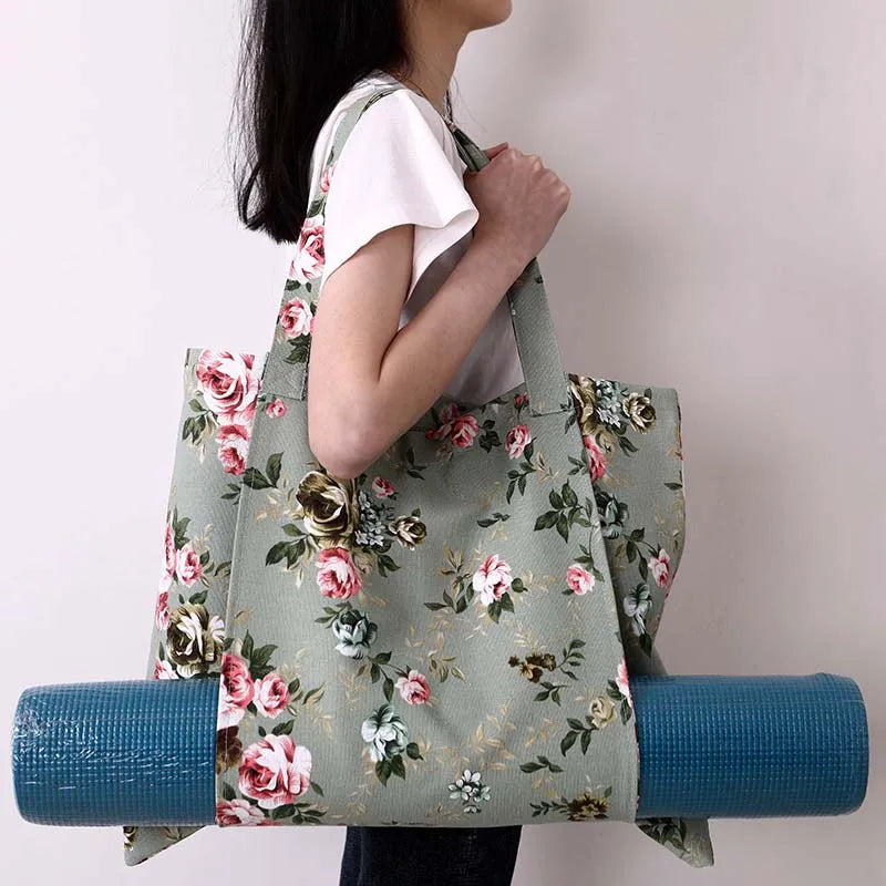 Durable canvas cotton yoga mat bag