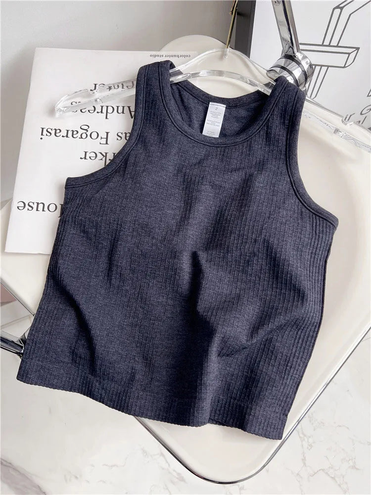 Solid Rib Women Sport Tank Top