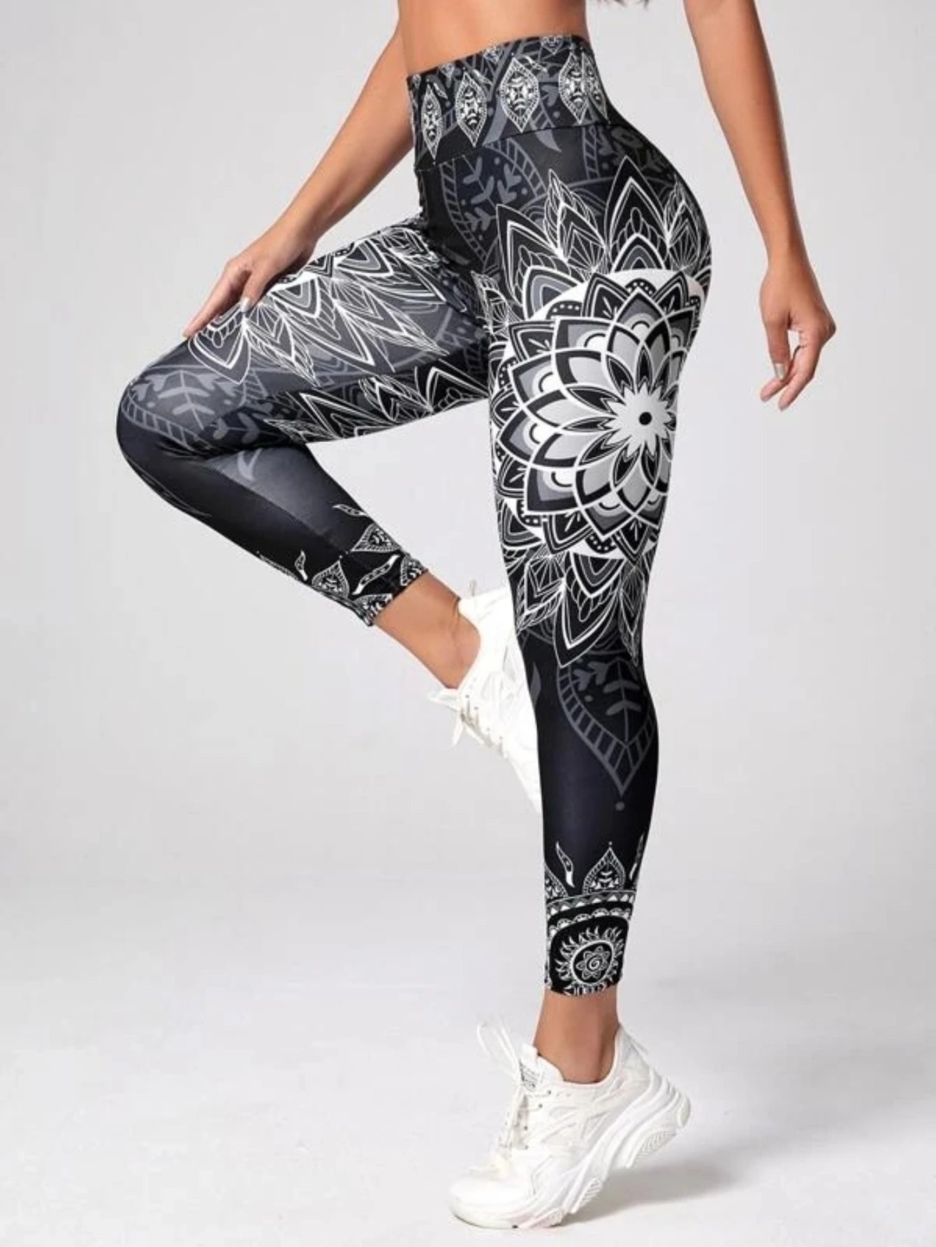 Lotus Print High Waisted Sexy Yoga Leggings