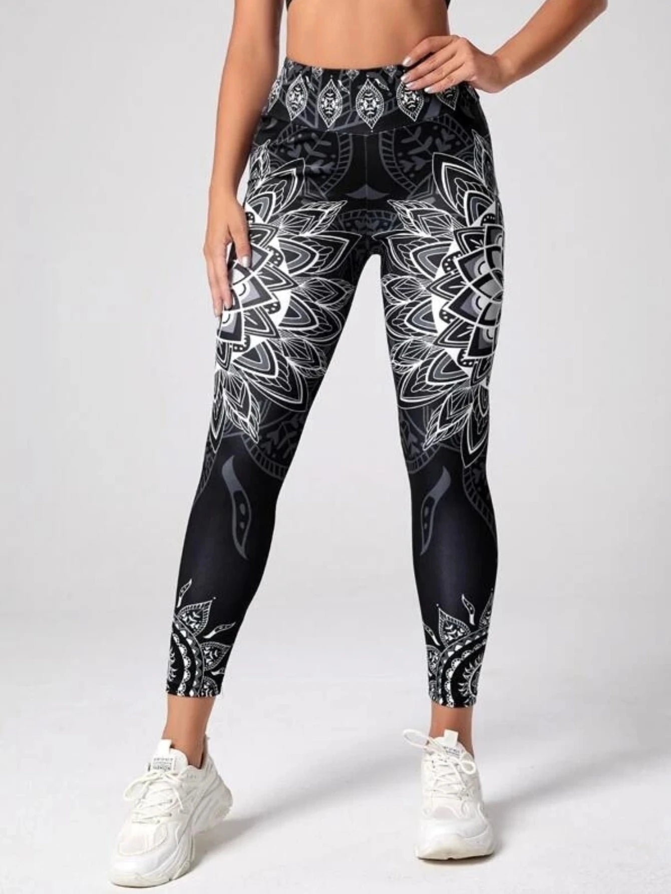 Lotus Print High Waisted Sexy Yoga Leggings